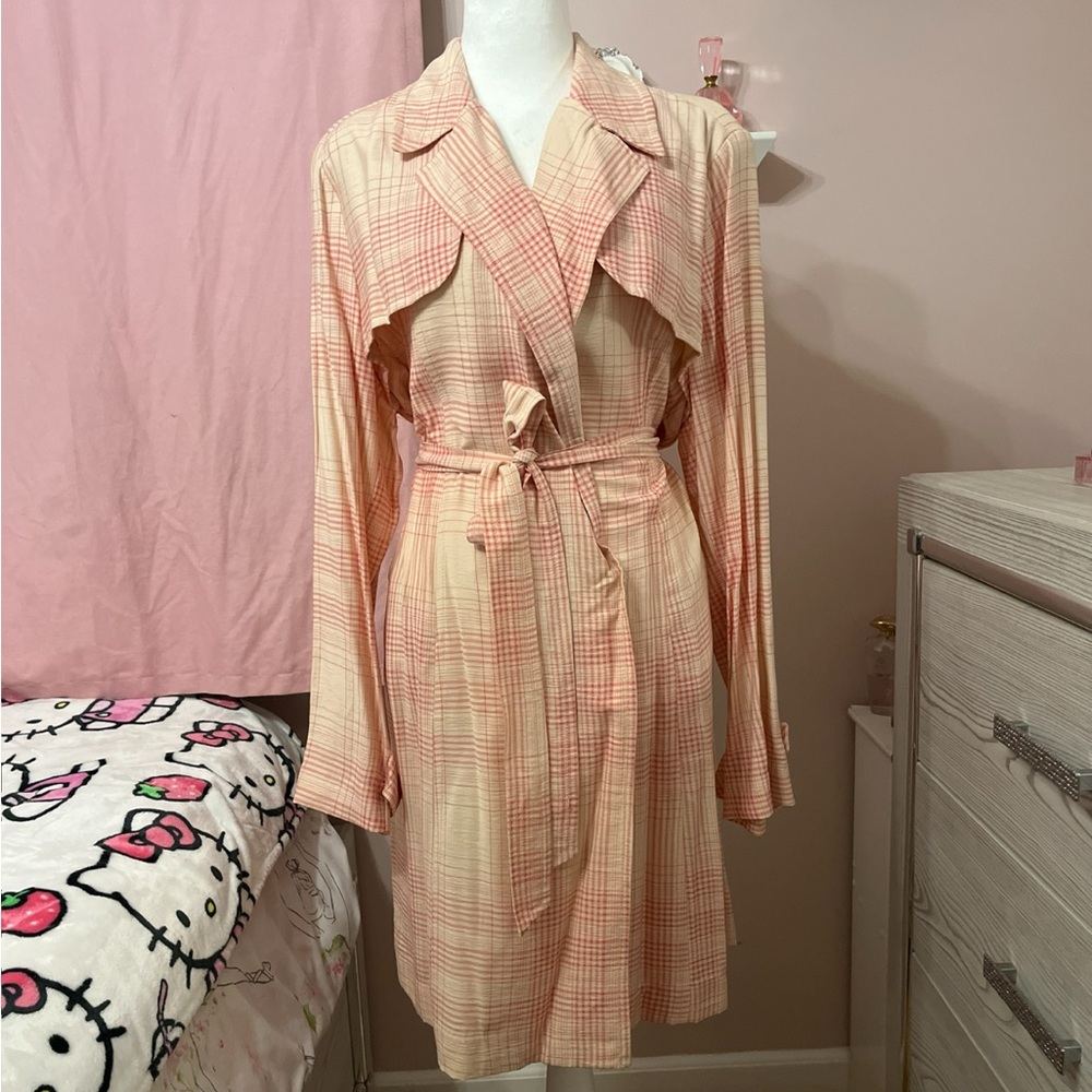 Plaid Belted Trench Coat